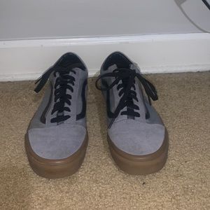 Gray and Black Vans low top